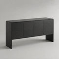 Buffet rectangulaire 4 portes en MDF plaqué frêne noir, 160 x 40 x 80 cm