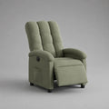Fauteuil relax électrique en tissu vert sauge avec dossier haut et repose-pieds intégré, 76 × 90 × 105 cm