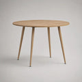 Table à manger ronde 4 places en bois, plateau MDF plaqué chêne et pieds en bois massif, chêne naturel, Ø 100 × H 75 cm