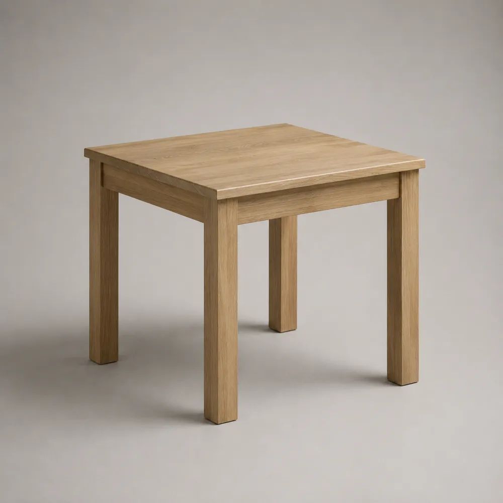 Table à manger carrée en bois, chêne naturel, 80 × 80 × 75 cm