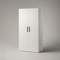 Buffet haut de rangement à 2 portes en panneaux de particules mélaminés blanc et noir, 80 × 40 × 180 cm