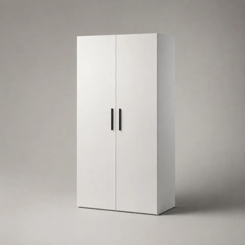 Buffet haut de rangement à 2 portes en panneaux de particules mélaminés blanc et noir, 80 × 40 × 180 cm