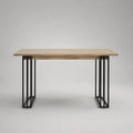 Table à manger rectangulaire en bois et acier noir, chêne clair, 140 × 80 × 75 cm