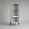 Buffet haut ouvert à 3 niches en panneaux de particules mélaminés et acier, blanc et noir, 40 × 35 × 130 cm