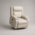 Fauteuil relax pivotant et inclinable en similicuir beige clair, 87 × 94 × 101 cm