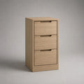 Meuble de rangement rectangulaire à 3 tiroirs en MDF plaqué chêne naturel, 40 × 35 × 80 cm