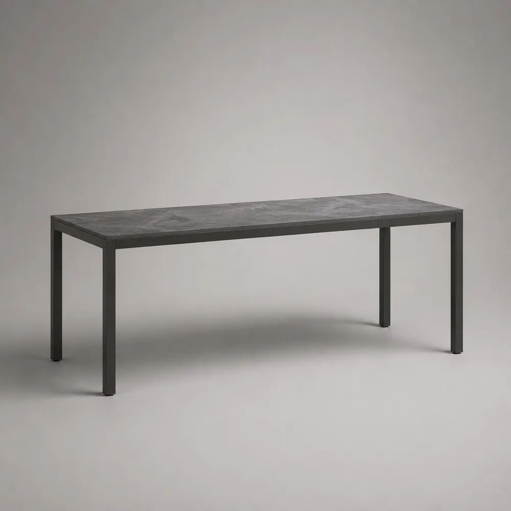 Table de jardin rectangulaire en céramique et aluminium thermolaqué gris 180 × 90 × 75 cm