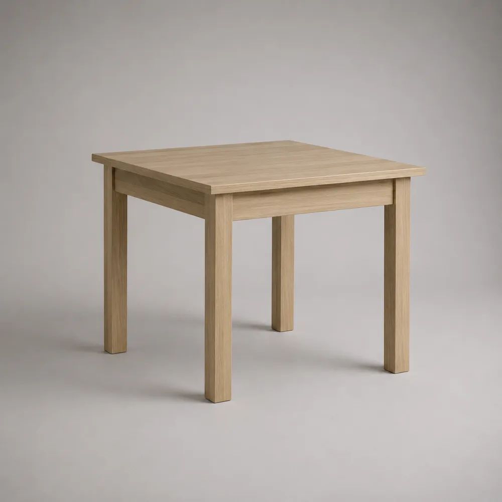 Table à manger carrée 4 personnes en bois, chêne clair, 80 x 80 x 75 cm