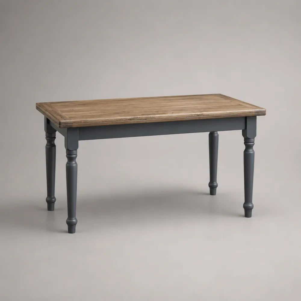 Table à manger rectangulaire en bois 4 places, bois naturel et gris anthracite, 120 × 70 × 75 cm