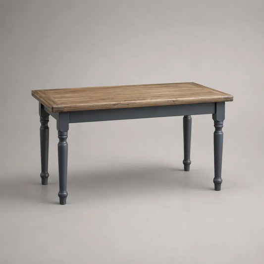 Table à manger rectangulaire en bois 4 places, bois naturel et gris anthracite, 120 × 70 × 75 cm